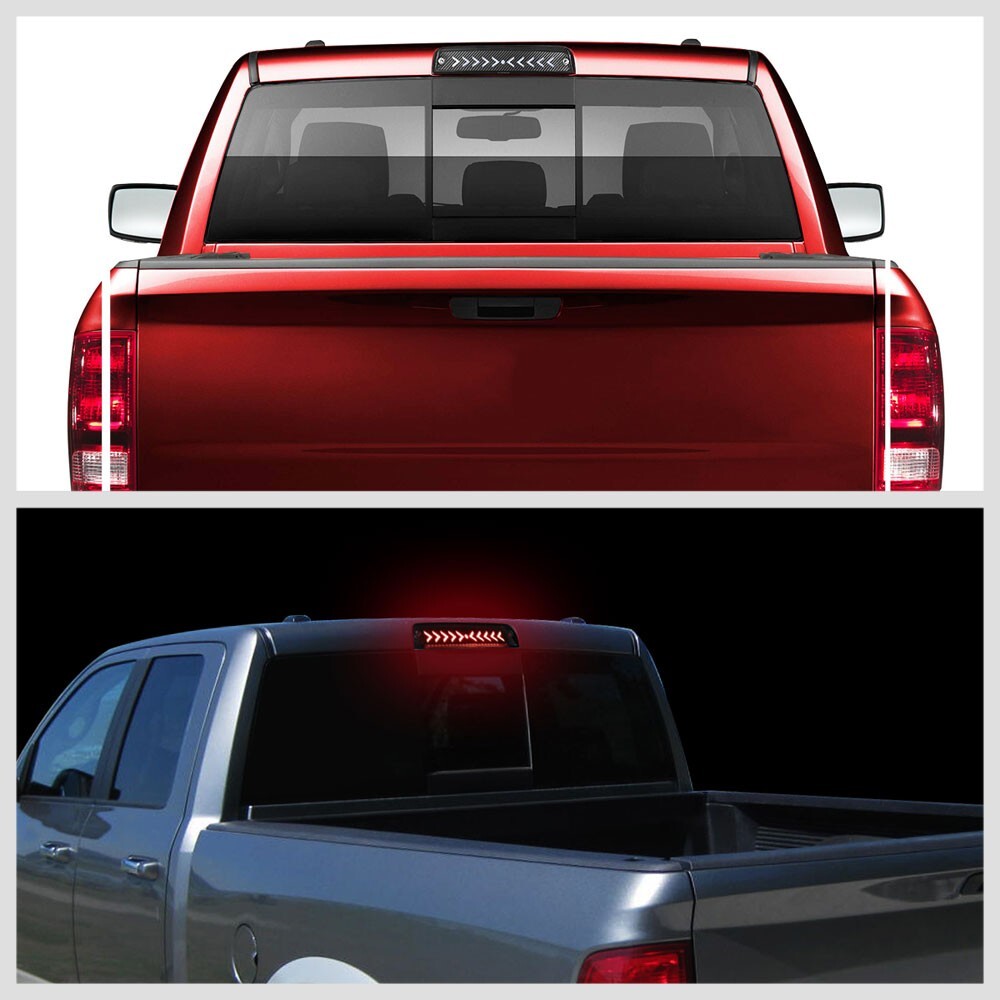 [Sequential Arrow LED] Carbon Look/Clear Len Third Brake Light For 09-18 Ram