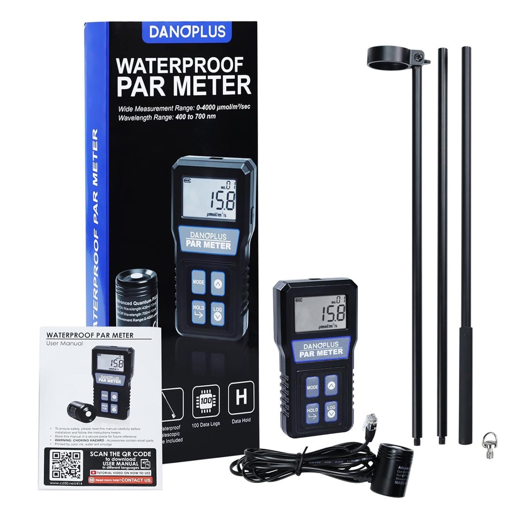 PAR Meter Waterproof IP68 Quantum Sensor PPFD Meter Data Logger for Reef Tank bg