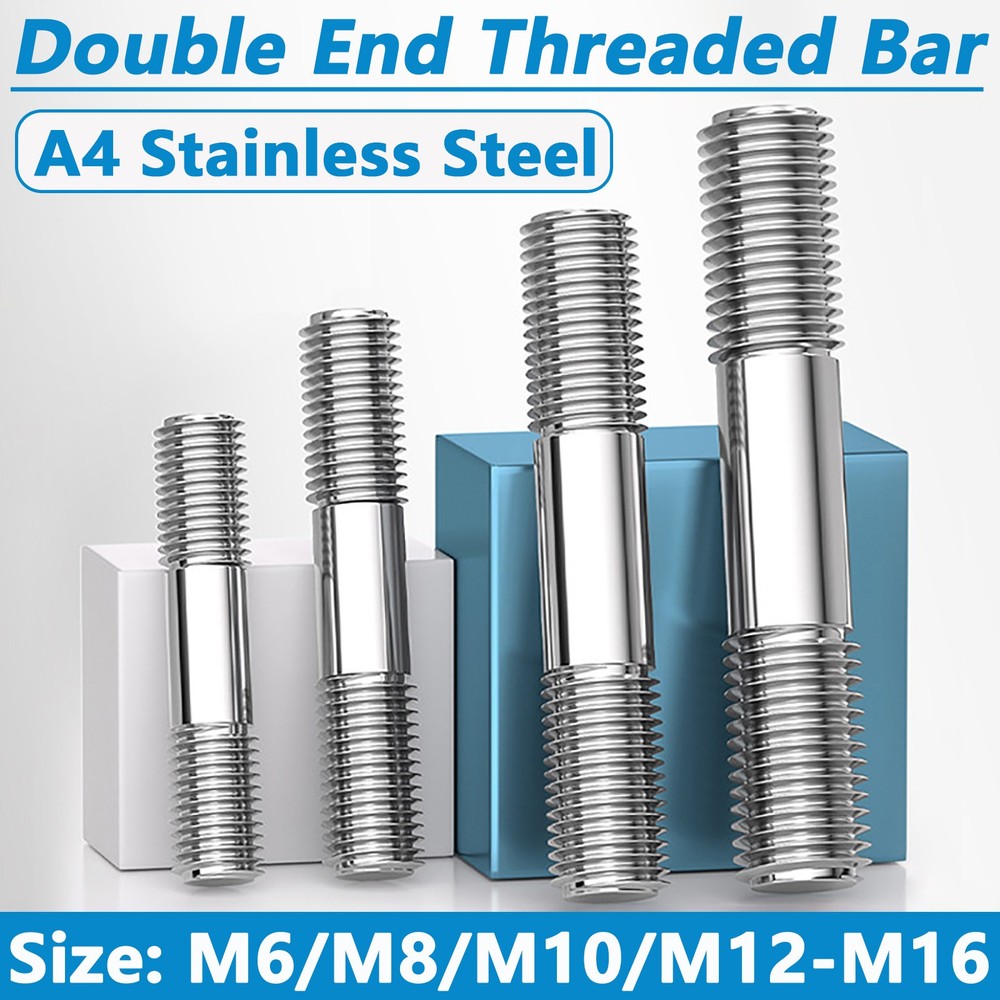 M6-M16 Double Threaded End Bolt Screw Dual Thread Stud Axle Rod A4/316 Stainless