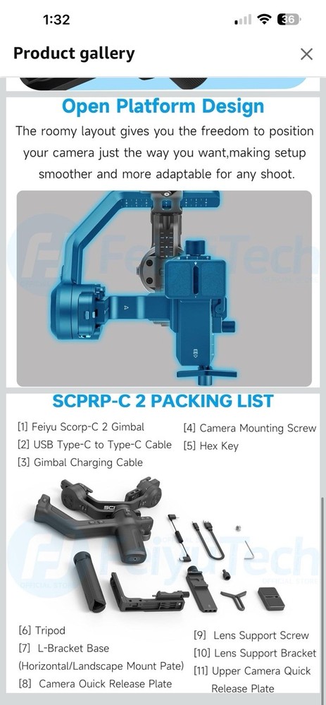 FeiyuTech Scorp-C Camera Gimbal (Perfect Condition)