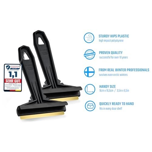 Efficient Brass Blade Car Ice Scraper - 2 Pack Windshield Snow Remover for Winte