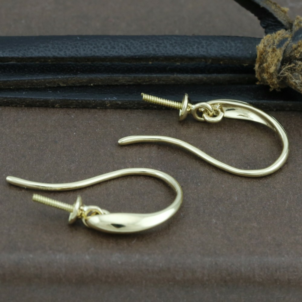 Genuine 18CT Solid Yellow Gold Pearl Hooks - 1 Pair