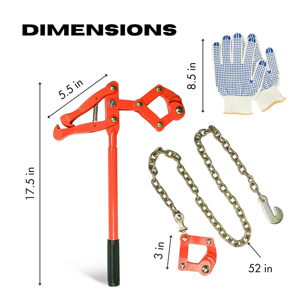 Fence Stretcher Tool with Gloves, Plain & Barbed Wire for Center & End Post Pull