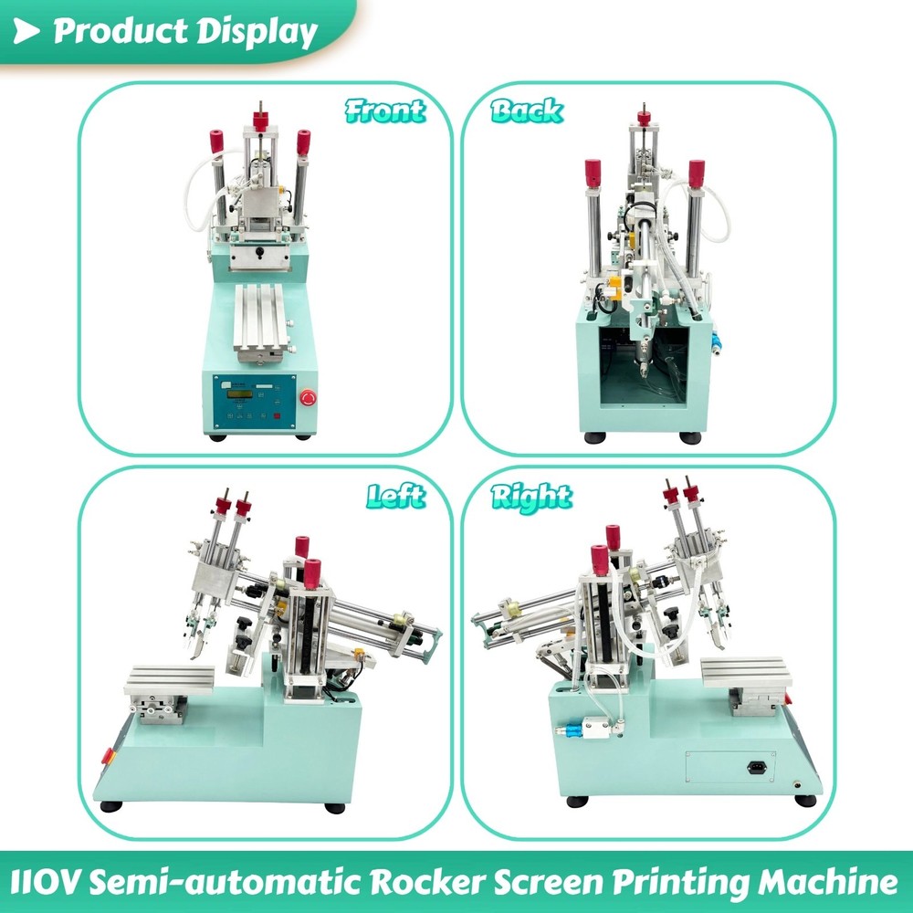 110V Desktop Semi-Automatic Rocker Screen Printing Machine 20x12cm Workbench