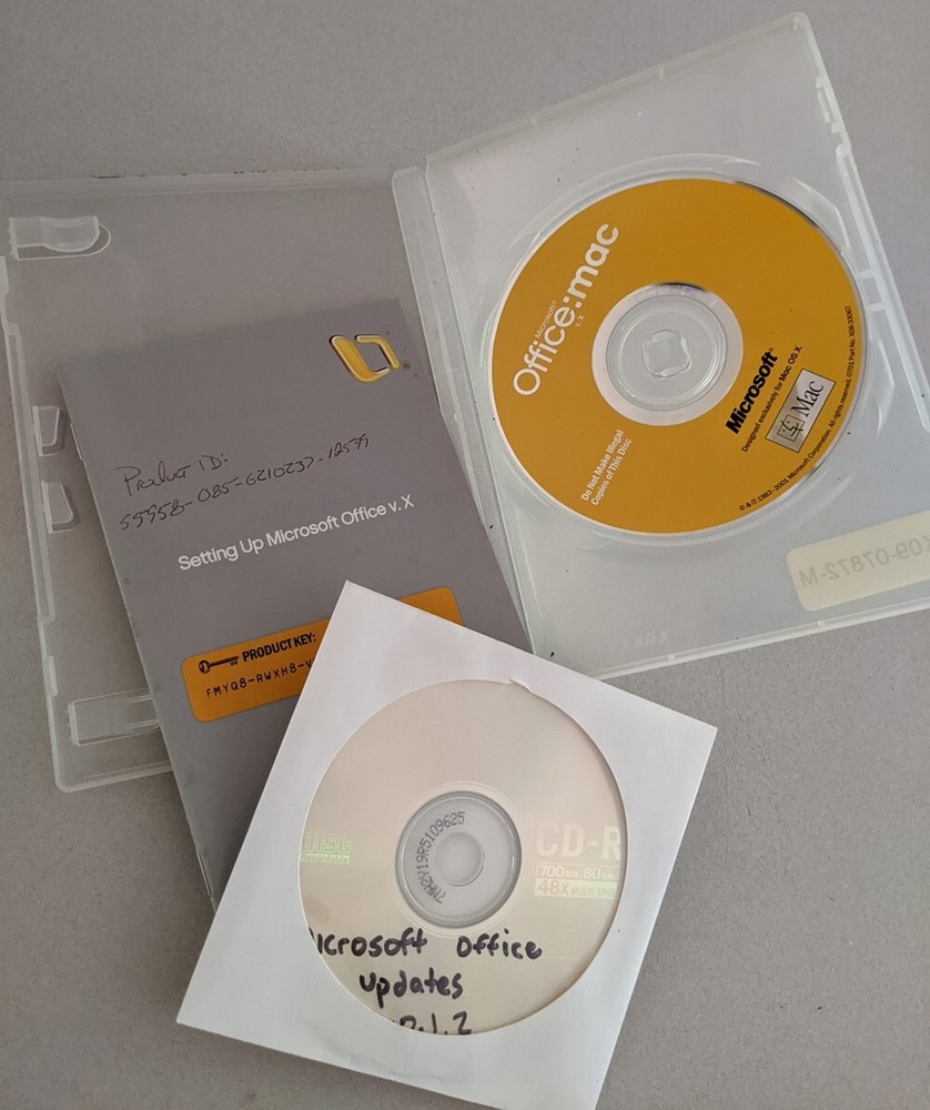 Microsoft Office v. X MAC 2002 with Product Key and Updates CD