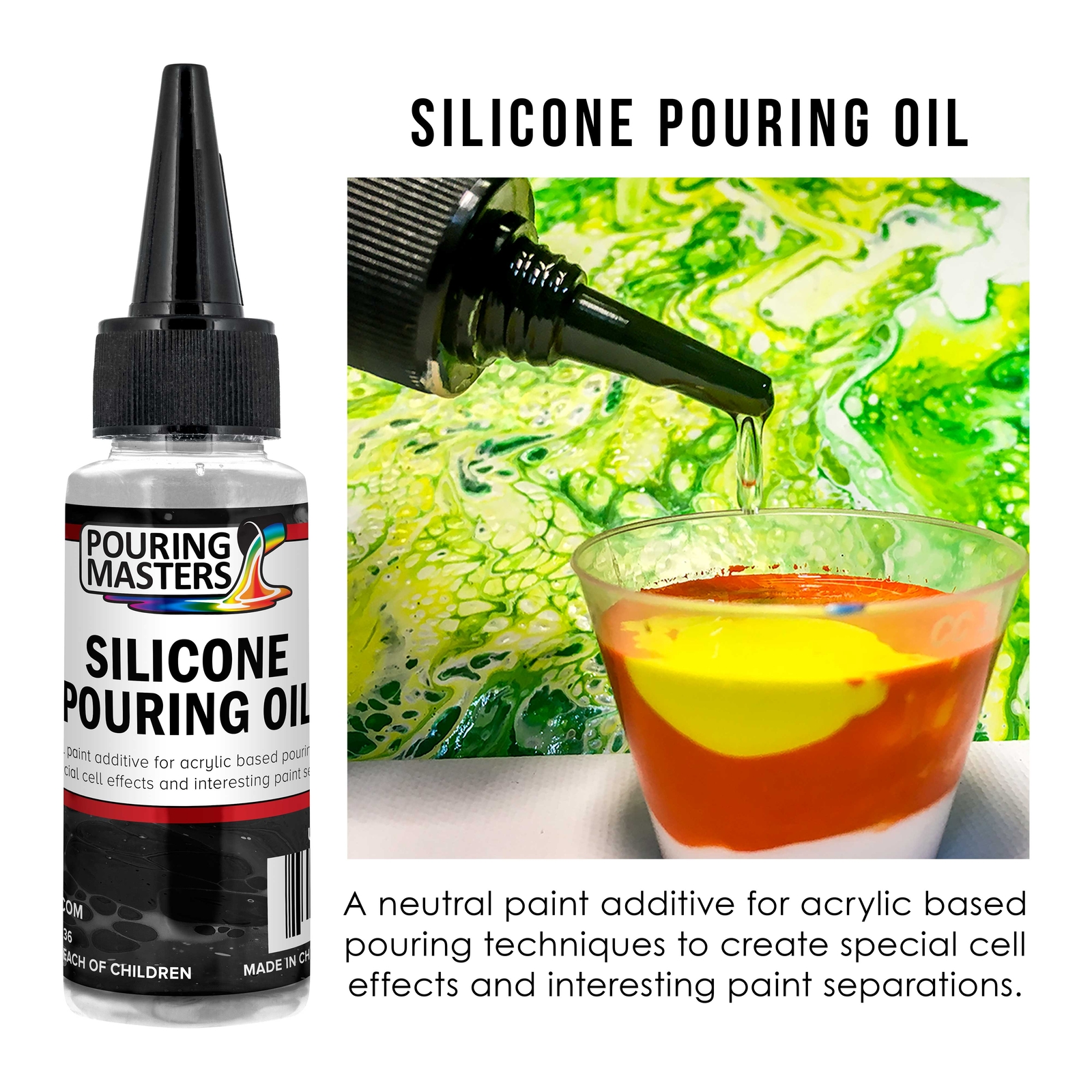 2oz Silicone Pouring Oil 100% Silicone Dramatic Cell Creation in Acrylic Paint