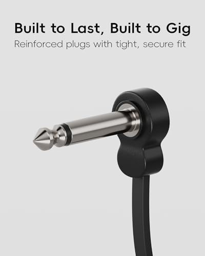 1/3 Pack Guitar Patch Cable Premium 5 Inch Right-Angle 1/4" TS Pedal Board Cable