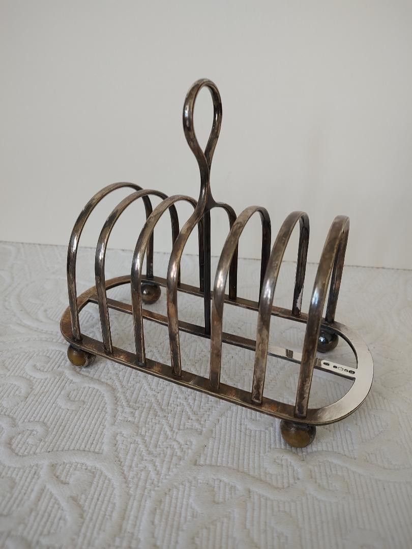 VTG ~ Toast Rack ~ Silver Plate  ~ 6 Slice ~ Hallmarked  Heavy ~ Letter Holder