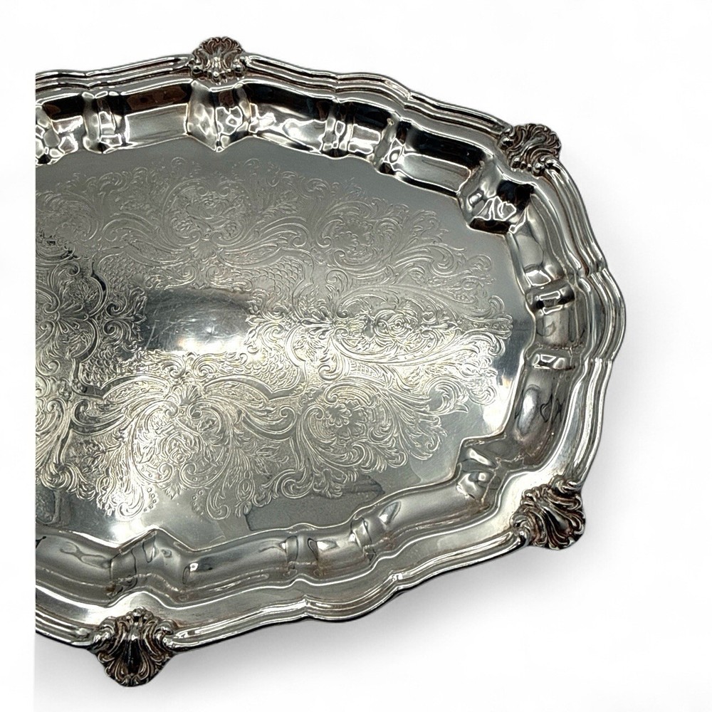 Blackington Silver Plated Oval Serving Tray Footed
