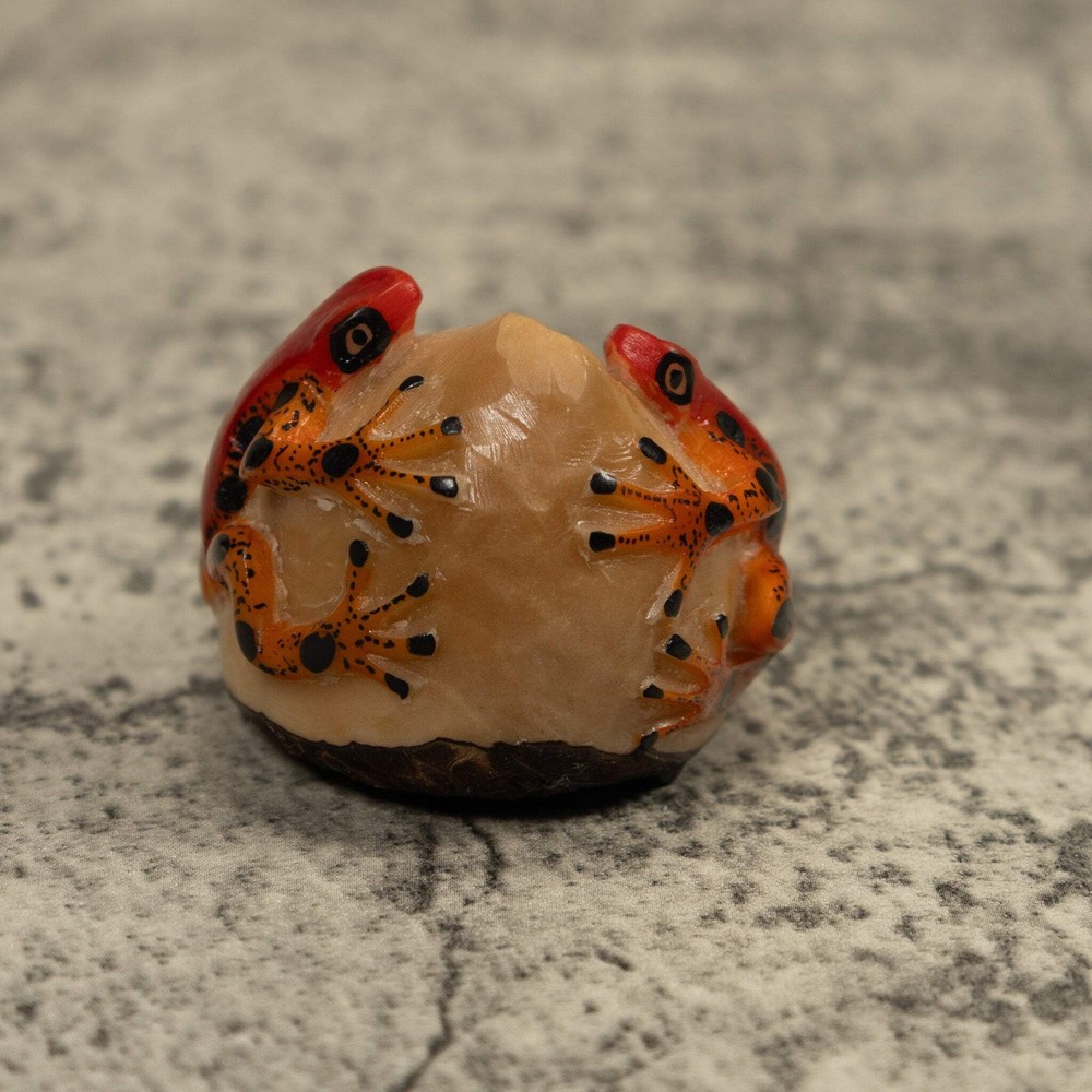 Red And Gold Two Frog Tagua Carving