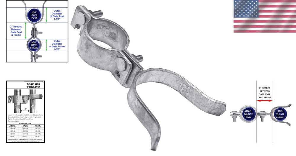 Galvanized Chain Link Fence Gate Fork Latch with Padlock Hole