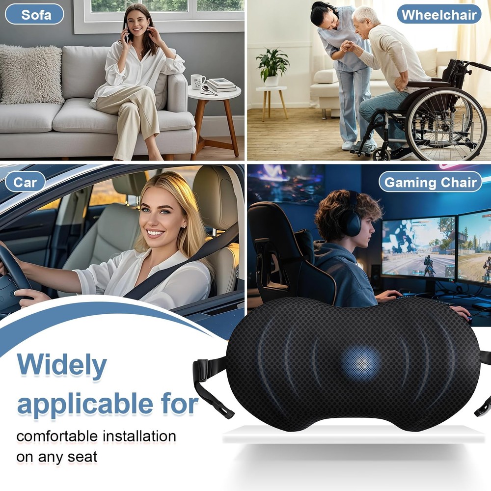 Lumbar Support Pillow for Car, Ergonomic Back Cushion with Strap, Memory Foam...
