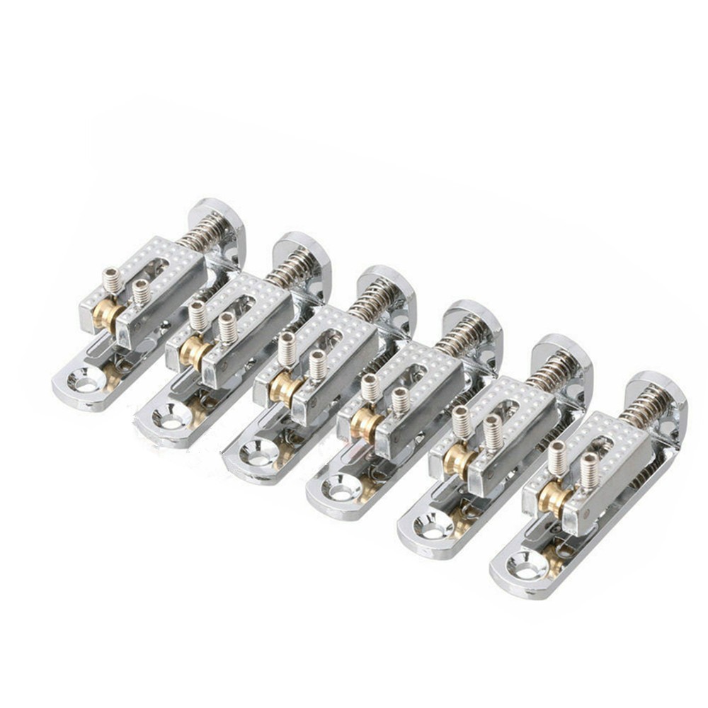 6pcs Single String Roller Saddle Guitar Bridge for cigar box banjo Silver C