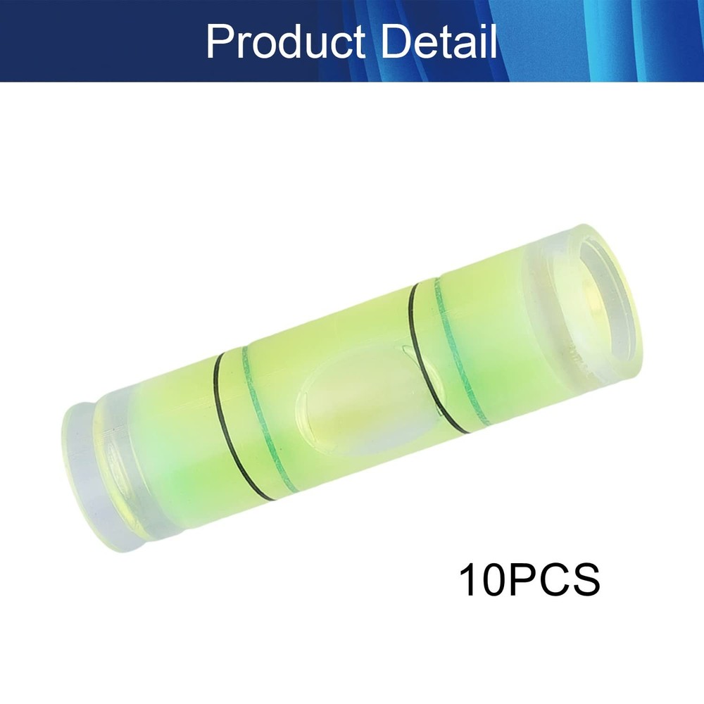 10 Pcs Small Cylindrical Bubble Level Vials, 9.5X34 Mm