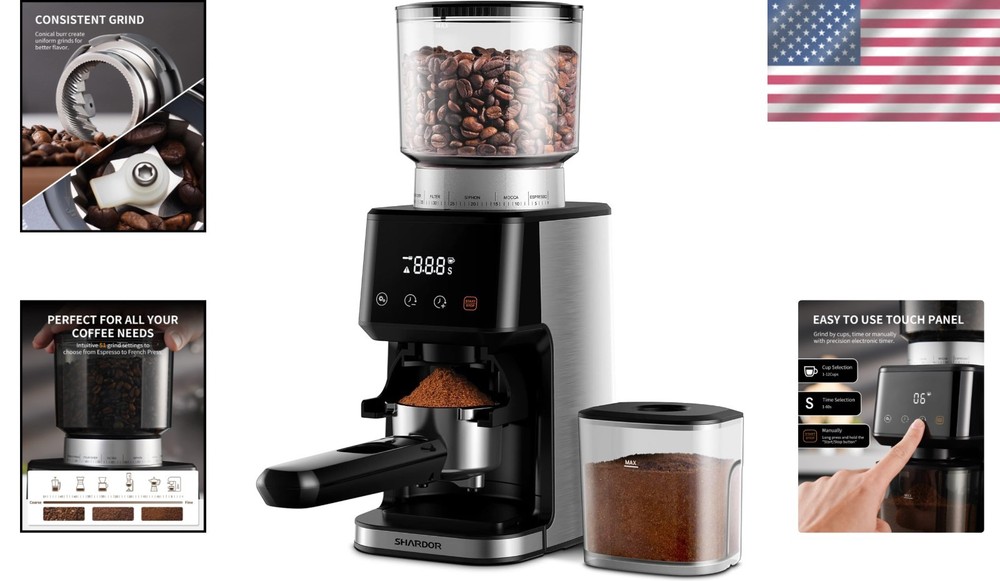 Stainless Steel Espresso Grinder with Anti-Static Design & 51 Precise Settings