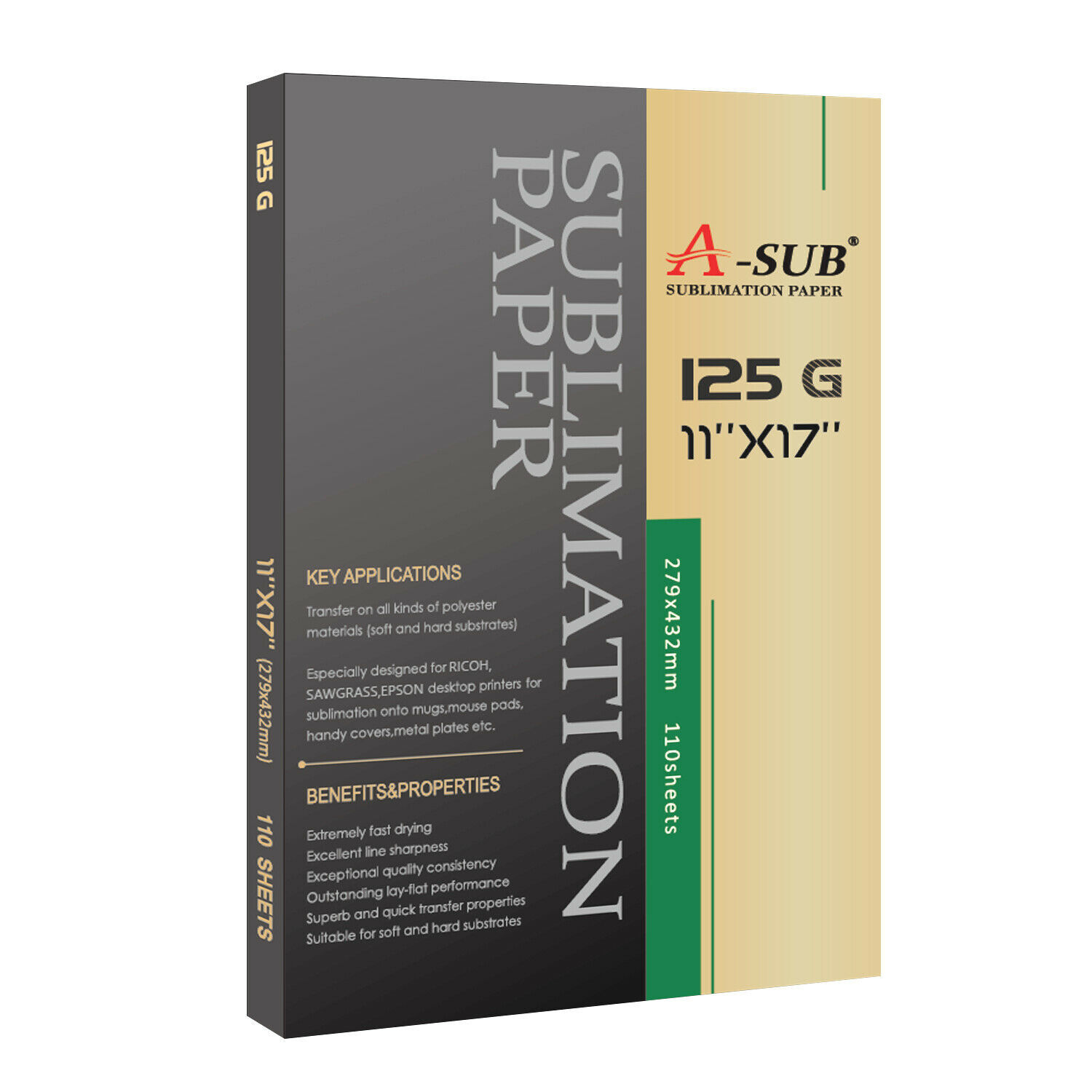 Lot Bulk 125g A-SUB Sublimation Paper 8.5x11 8.5x14 11x17 13x19 110-1100 Sheets