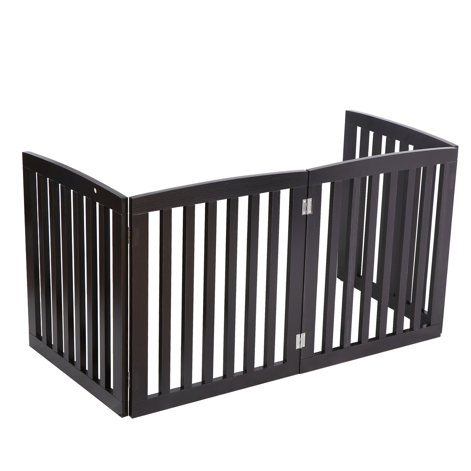Freestanding Pet Dog Gate 4 Panels Indoor Foldable Dog Fence for Stairs Brown
