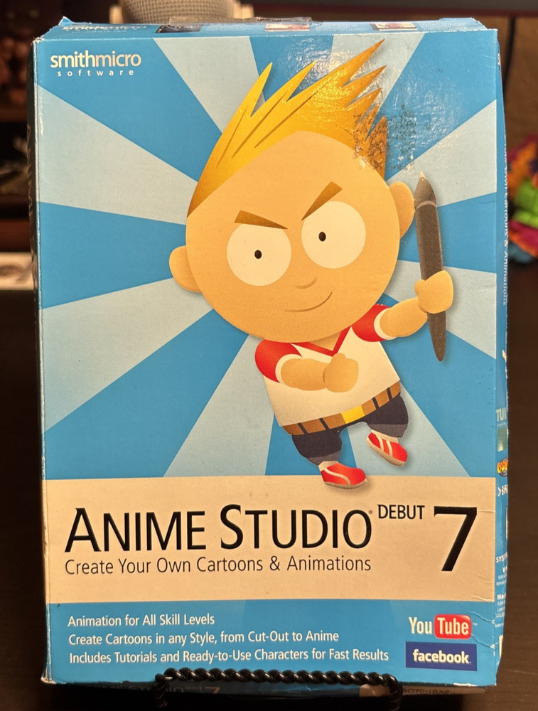 Anime Studio Debut 7 PC/Mac Animation Software Smith Micro Complete (Box Wear)