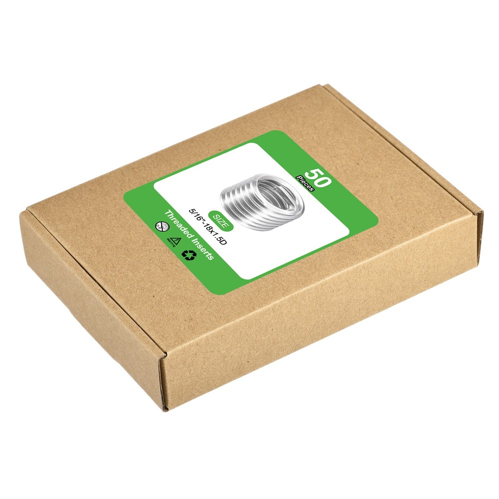 50Pcs Helical Threaded Inserts, 5/16"-18x1.5D Stainless Steel Threaded Socket