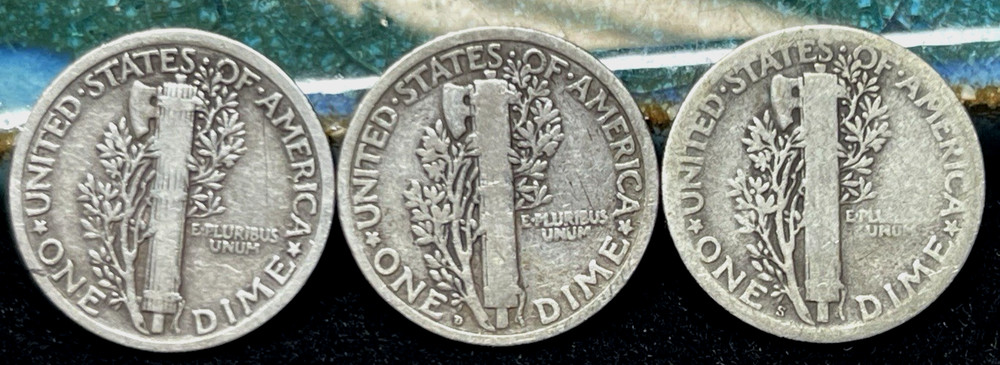 1920 P D S MERCURY SILVER DIMES 90% SILVER COINS US TYPE BETTER DATES