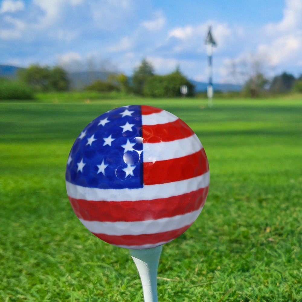 US Flag Golf Fullwrap Balls 3 Pack - Perfect Gift Idea!