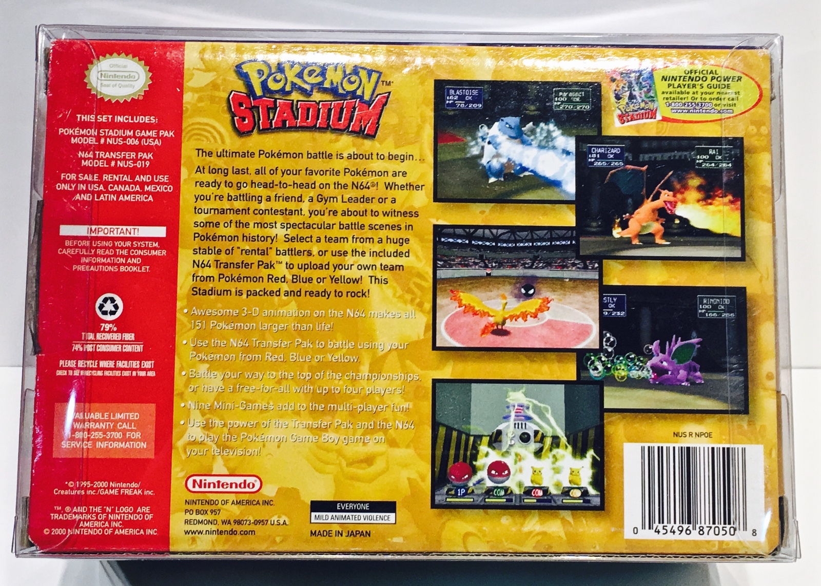 1 Box Protector For N64 POKEMON STADIUM Custom Clear Display Case Nintendo 64