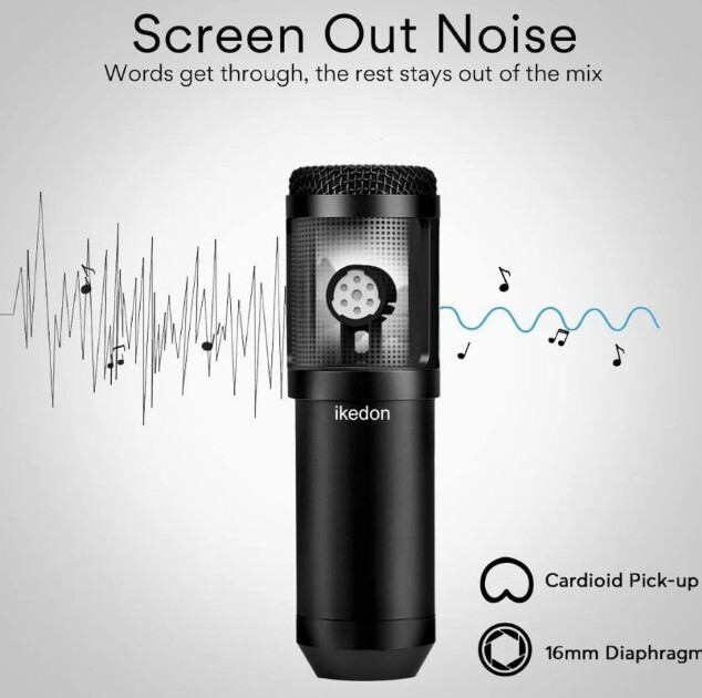 IKEDON USB Condenser Microphone, 192KHZ/24Bit Plug & Play Mic Setup