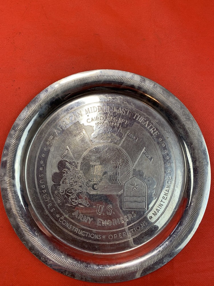 Original WW2 US Army Engineers Engraved Souvenir Plate Service In Africa