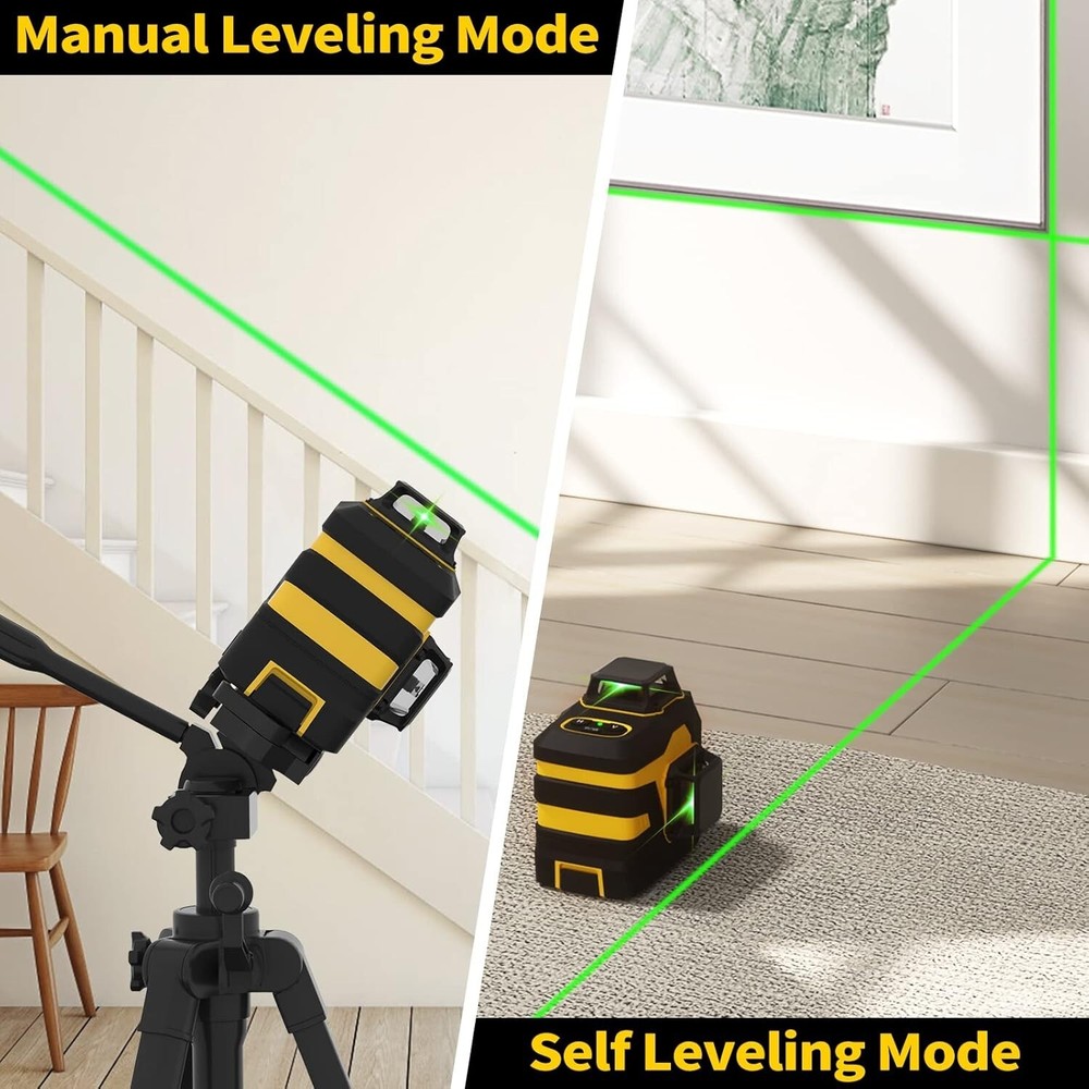 3x360° Laser Level with Remote Control - Precise Picture Hanging & Construction