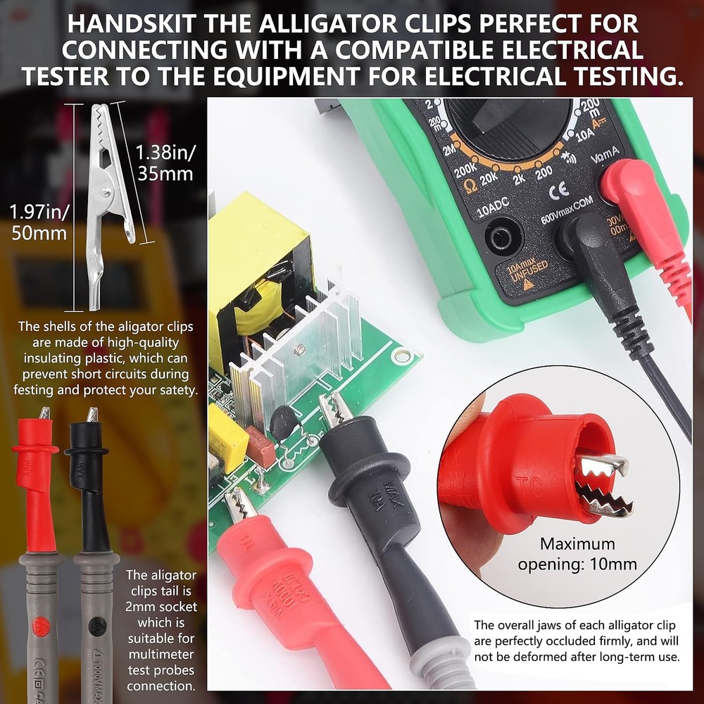 Electrical Multimeter Test Leads Set Professional Alligator Clips Hook Kit