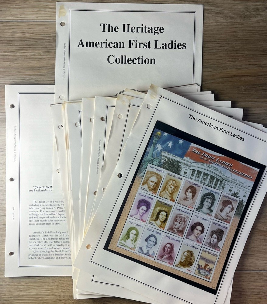 Heritage Collection American First Ladies Collection Album Inserts + 70 Stamps