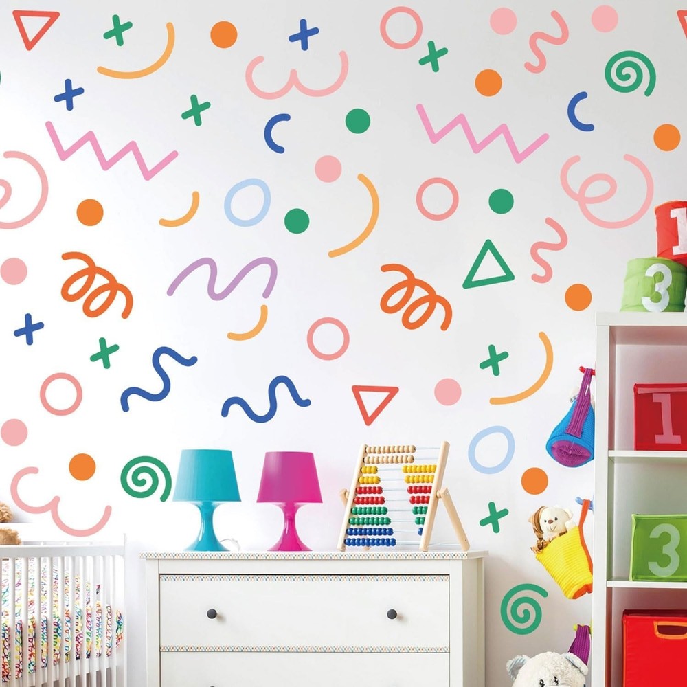 200 Pcs Geometric Wall Stickers (Irregular Lines/Triangles/Dots) - 10 Sheet Wate