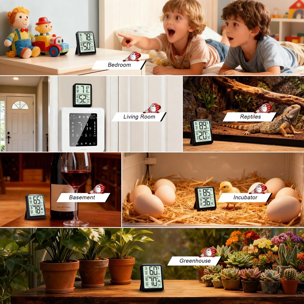 Digital Indoor Thermometer Hygrometer 2-Pack - Max/Min Record Sensor
