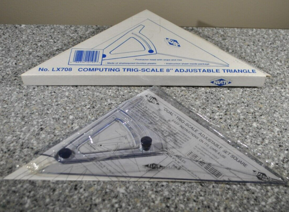 No. LX708K Computing Trig Scale 8" Adjustable Triangle with Inking Edge, Manual