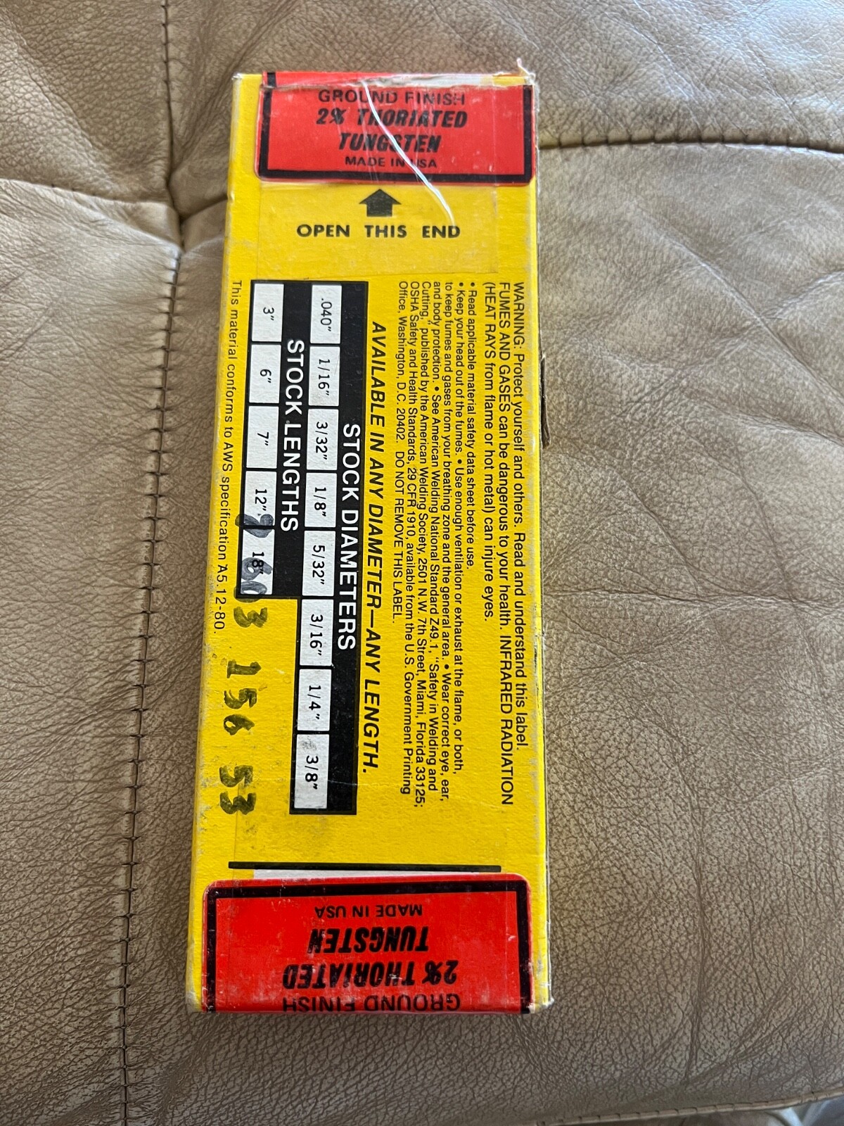 Tungsten electrodes, Sylvania 3/32 X 6 inch