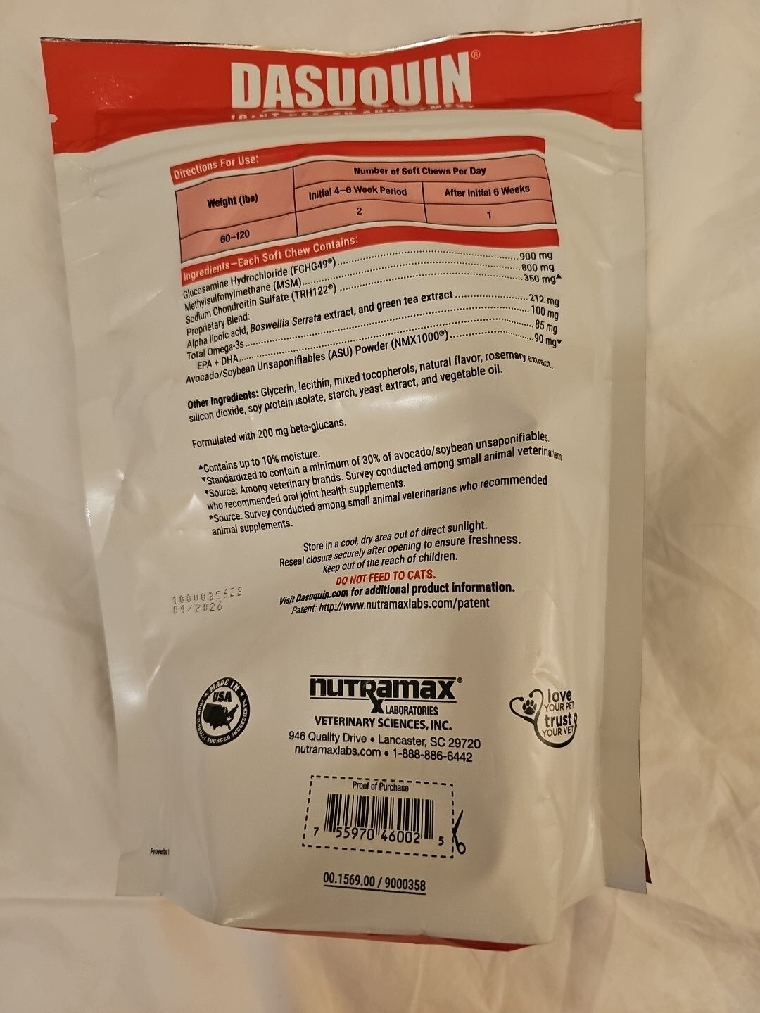 LARGE SENIOR 84 Nutramax Joint Health Supplement ex. 01/26