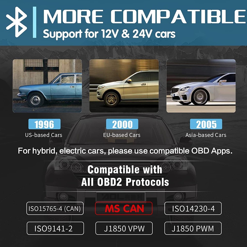 Vgate vLinker FS Bluetooth OBD2 Diagnostic Scan Tool for iOS, Android & Windows