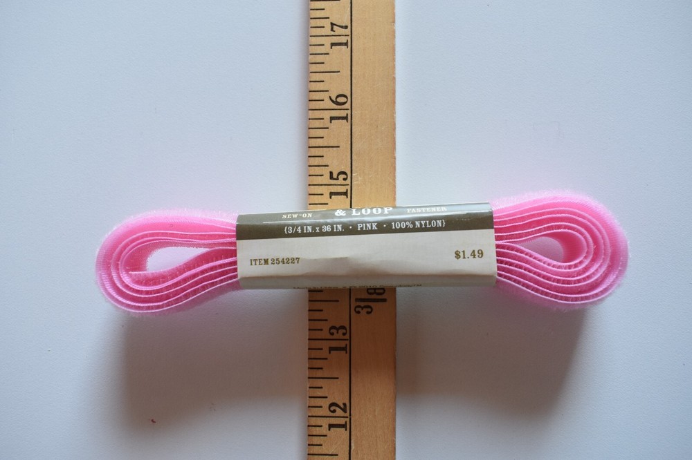PINK HOOK & LOOP SEW-OLOGY NYLON FASTENER 3/4" WIDE 1 YARD PACKAGE
