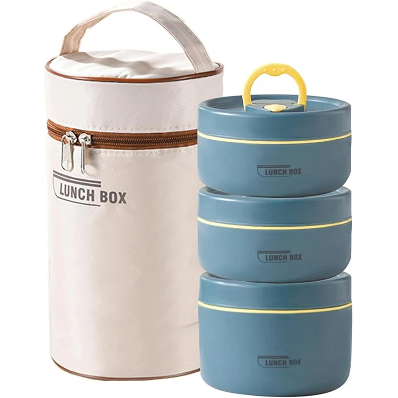 Portable Insulated Lunch Container Set - Stackable Thermal Boxes for Adults & Ki