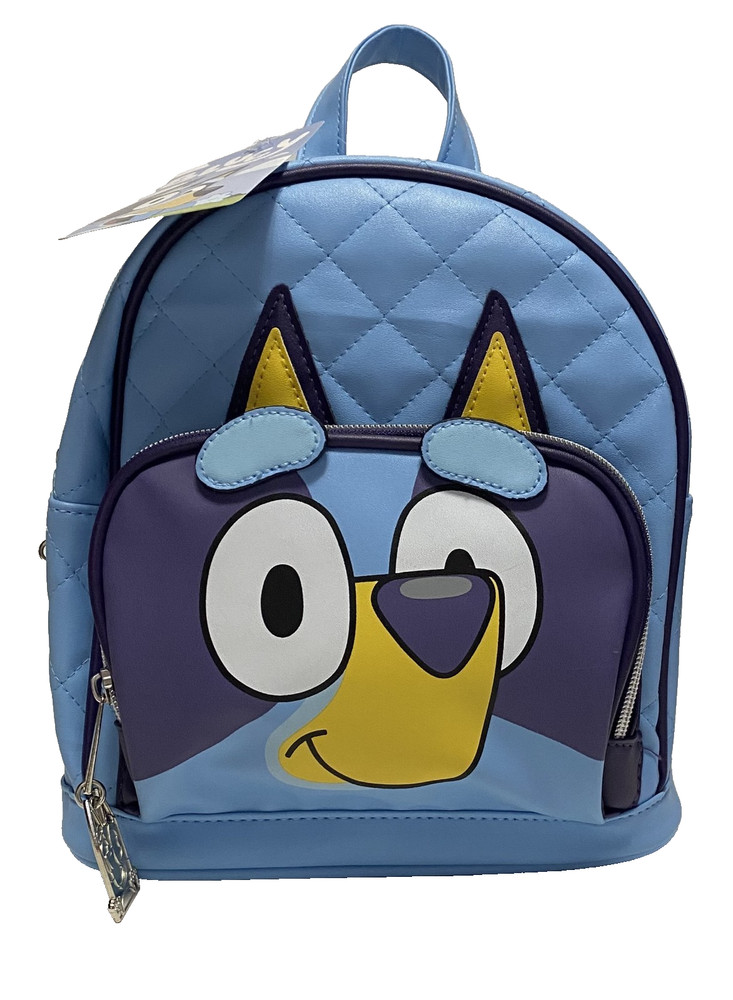 Mini Backpack Bluey 9" x 10" x 5" Lined Adjustable Straps Light Blue