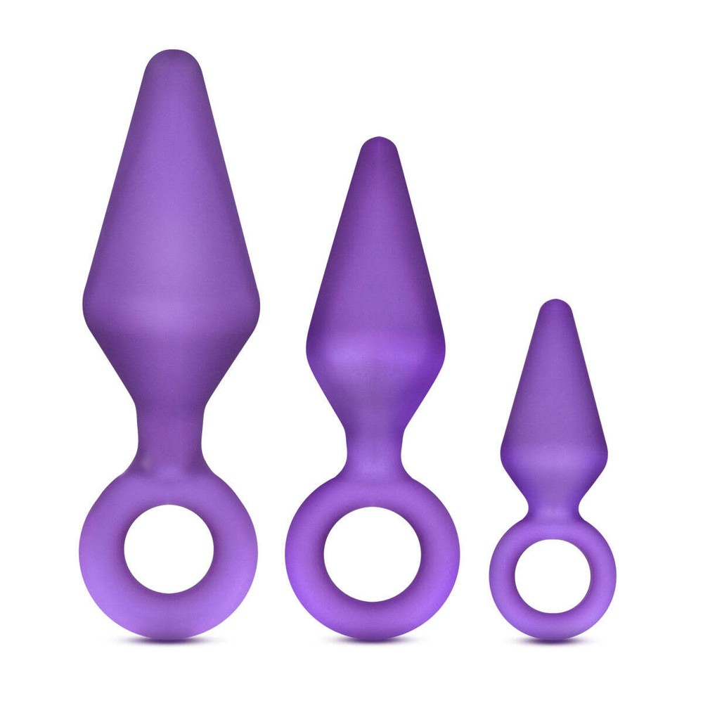 Blush Luxe Anal Butt Plug Beginner Training Kit Three Sizes Platinum Silicone