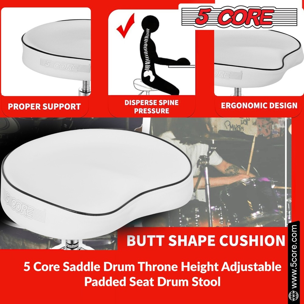 5Core Drum Throne Saddle Height Adjustable Thick Padded Seat Drum Stool Chair