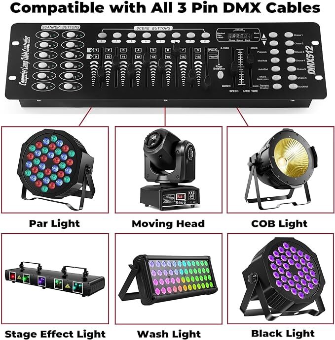 DMX512 Controller 192CH & 40CH Control Console For DJ Disco Party Stage Lighting