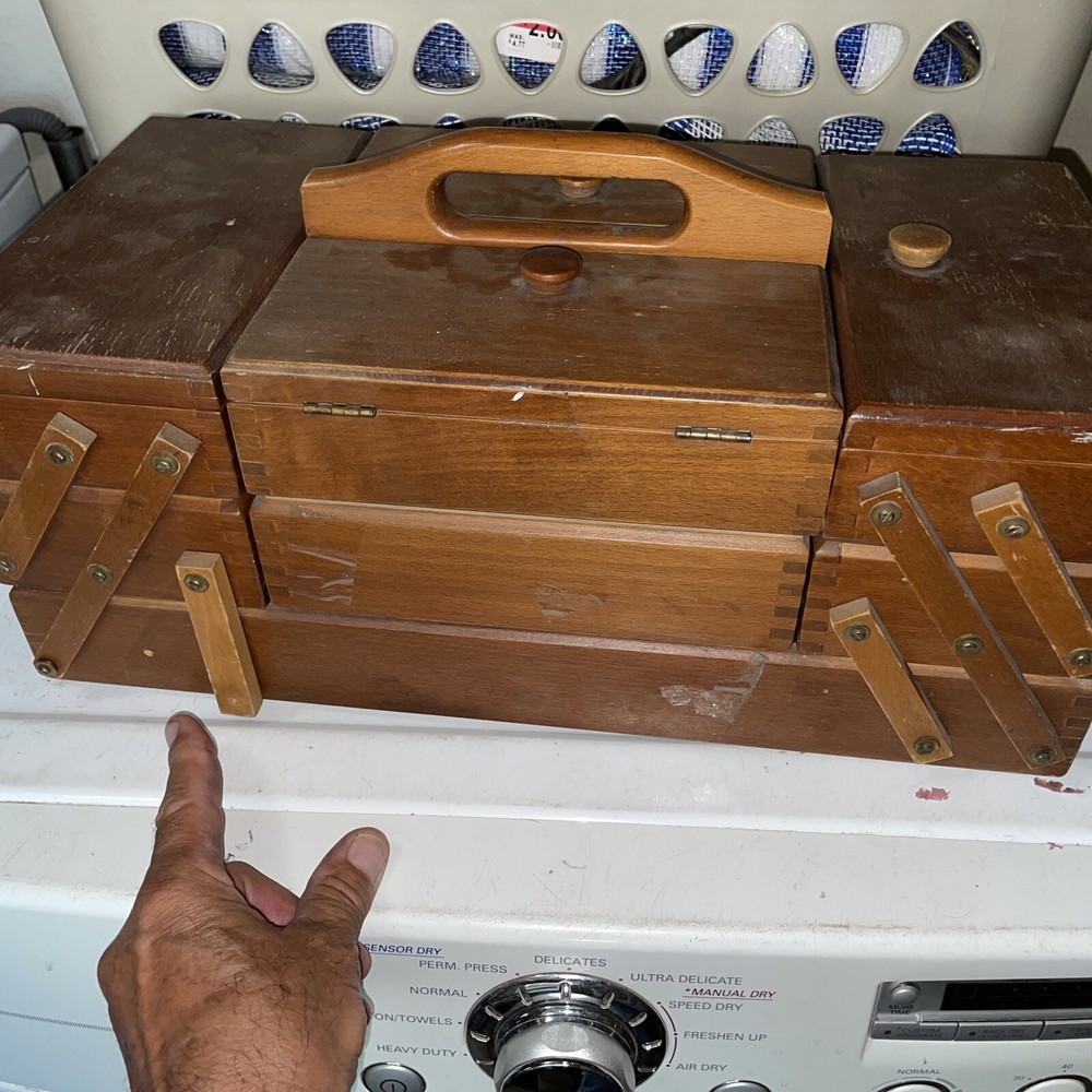 vintage sewing box wood