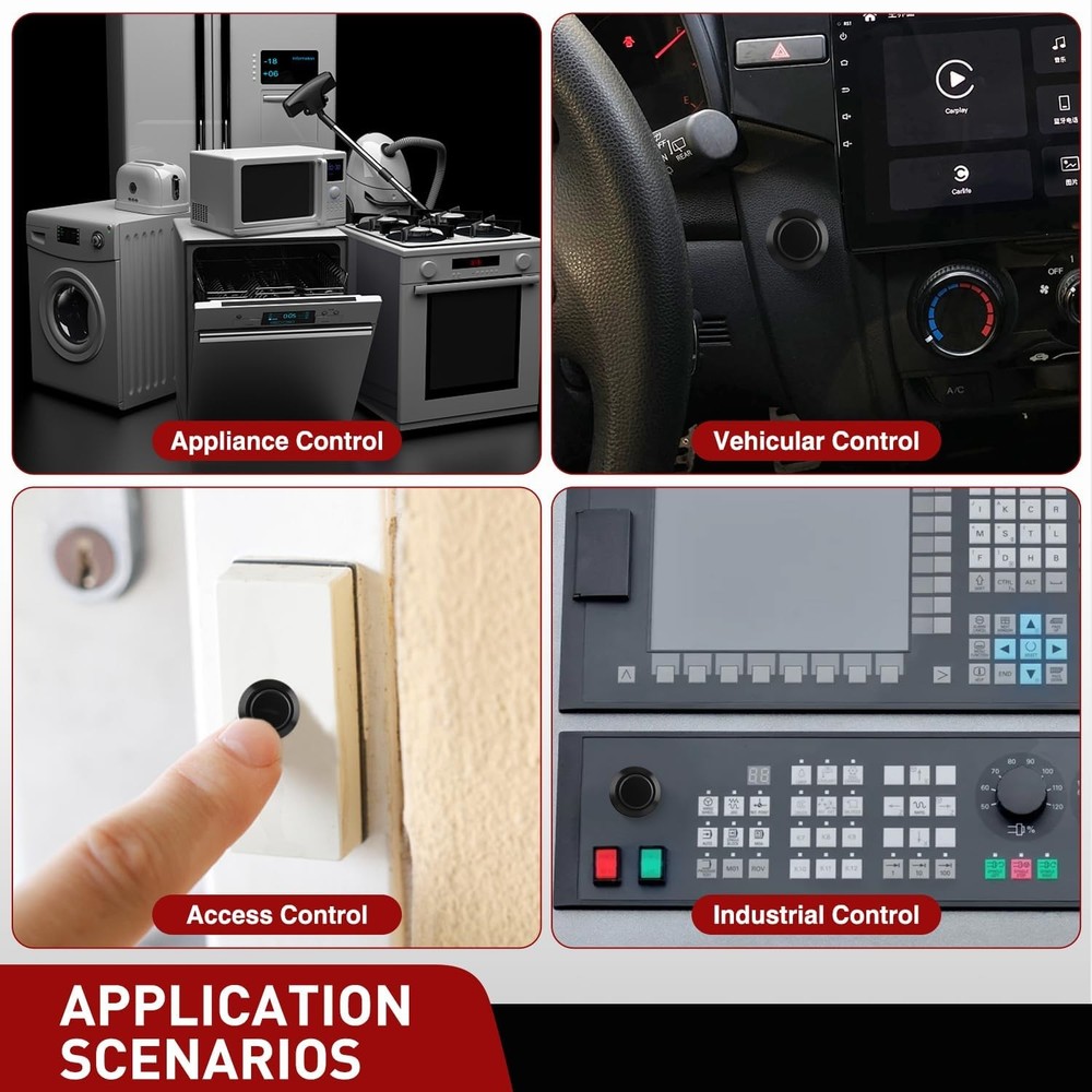 Nilight 19mm Momentary Push Button Switch 12V Waterproof Black 2 PIN 2PCS