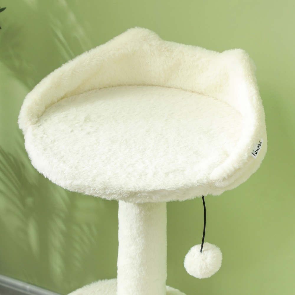 31" Cat Tree Tower with Scratching Posts, Cat Condo, Beds & Toy Ball