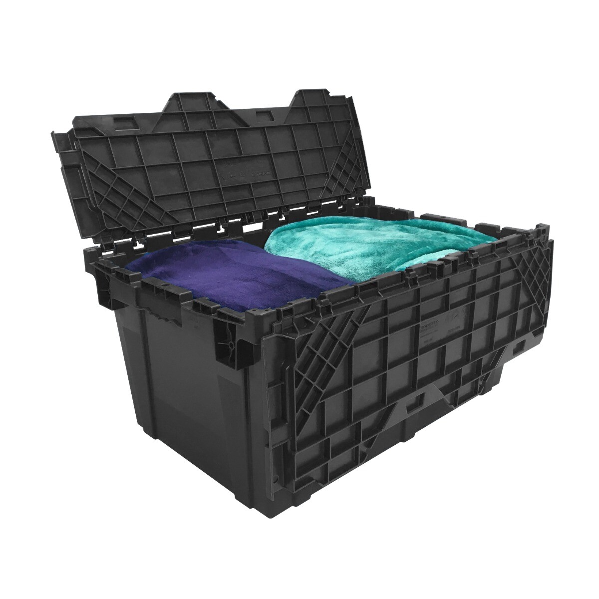 UBMOVE Storage Plastic Tote Crate Attached Lid Flip Top, 27"x16.9"x12.5" Color C