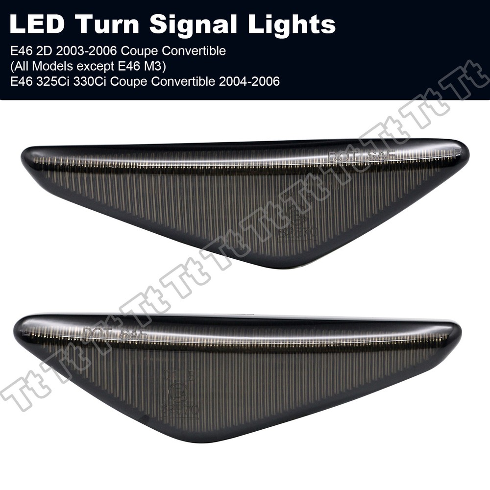 For 2004-2006 BMW E46 2D Coupe & Cabrio Sequential LED Smoked Side Marker Lights