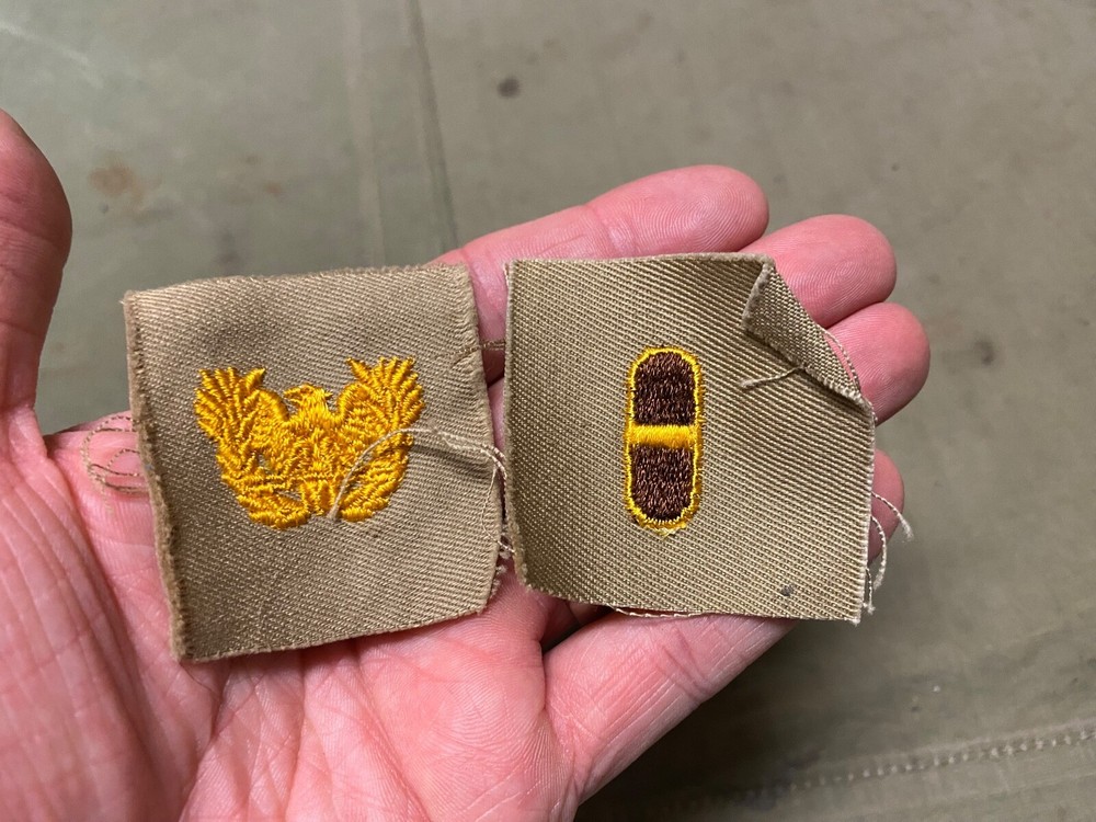 ORIGINAL WWII US ARMY SHIRT SEW ON FLIGHT WARRANT OFFICER INSIGNIA