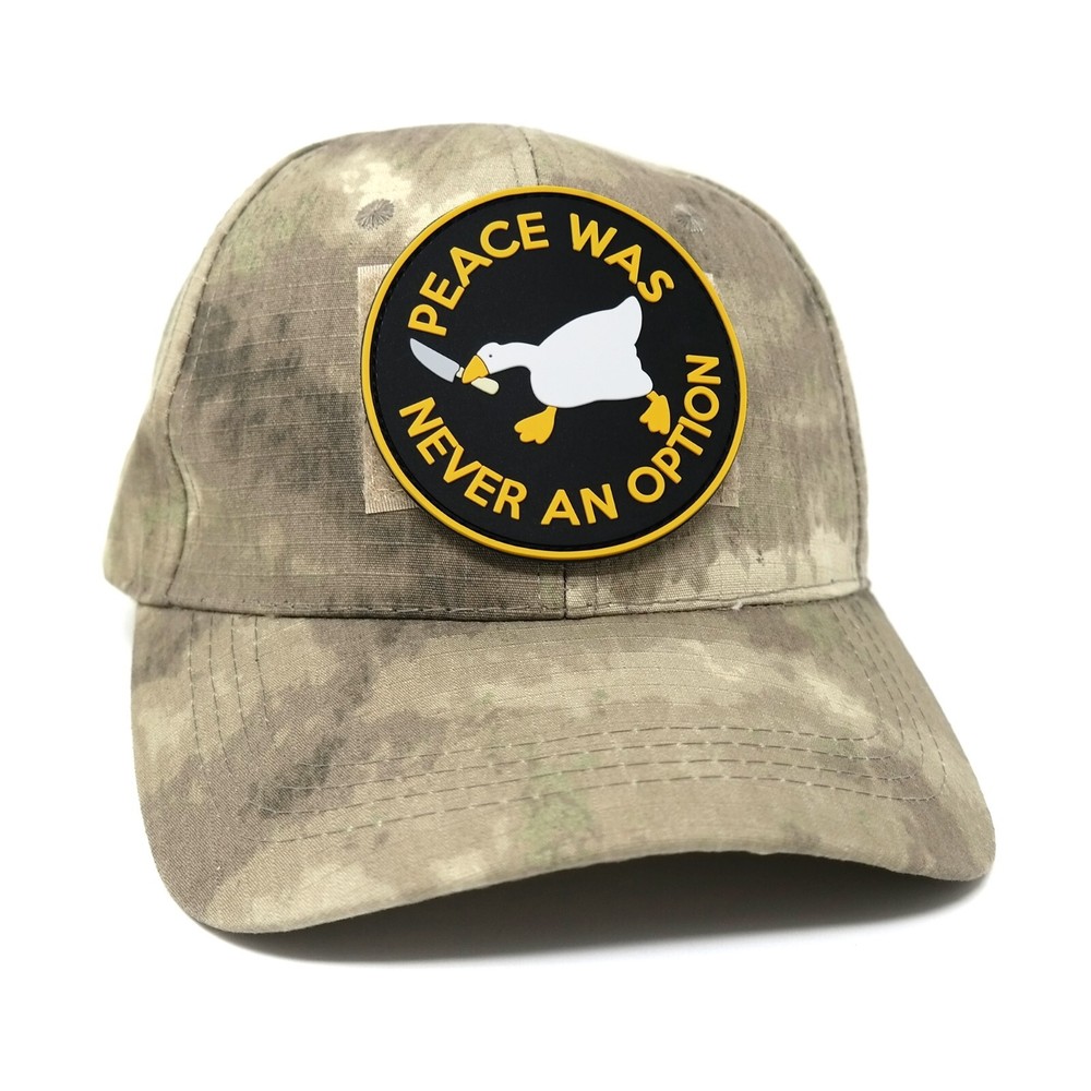 Peace was Never an Option Goose with Knife PVC Hook and Loop Funny Morale Patch